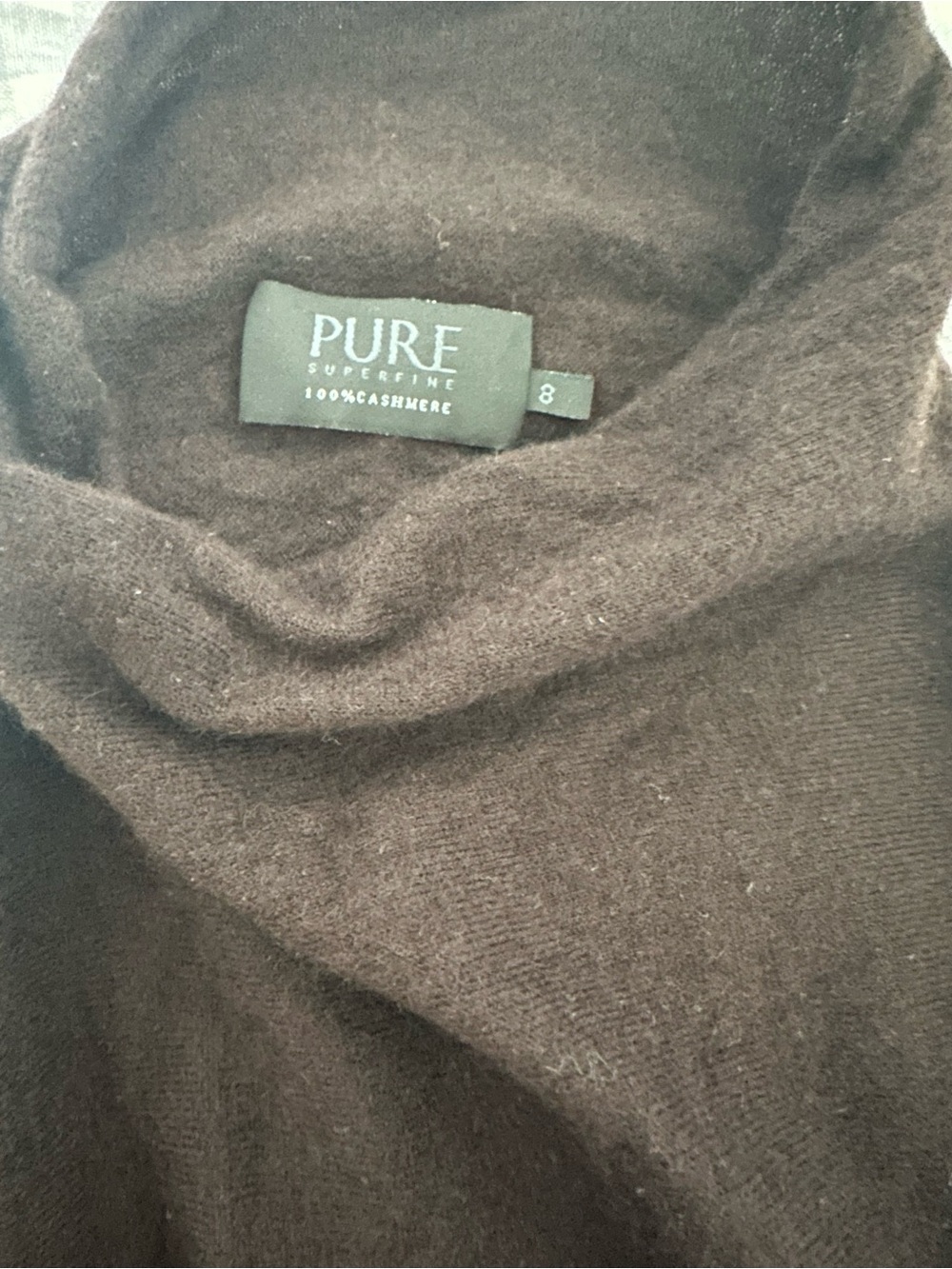 100% Cashmere Brown Mock Turtleneck Size 8 - Picture 3 of 3